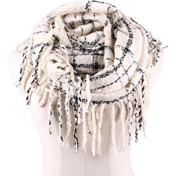 Accessories - Women's Ia-white Scarf Winter Double-Layer Neck Warmer Knit Fleece Lined Circle